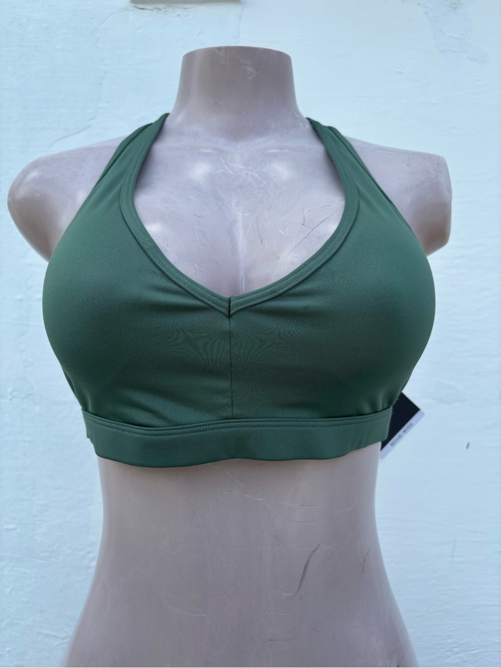 V-Neck Olive Green Sports Bralette - Women Intimates